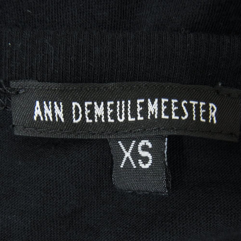 ANN DEMEULEMEESTER アンドゥムルメステール プリント Vネック 半袖 Ｔシャツ ブラック系 XS【中古】