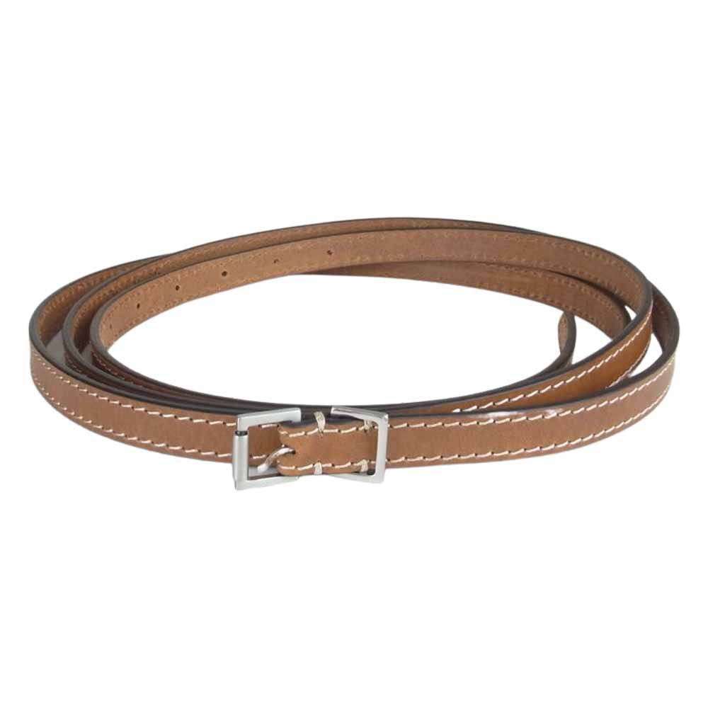 MAISON MARGIELA メゾンマルジェラ 20SS S35TP0400 2重巻き ナロー ロング レザー ベルト ブラウン系【中古】