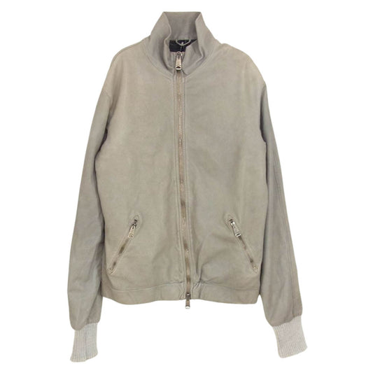 ジョルジオブラット 5222 国内正規品 イタリア製 ラムレザー 袖リブ シングル ライダース ジャケット グレー系 48【中古】