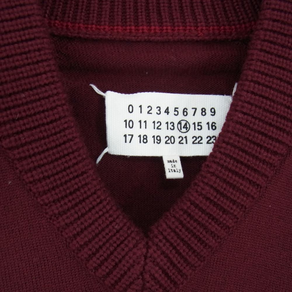 MAISON MARGIELA メゾンマルジェラ 13AW S30HA0667 14ライン ウール Vネック ニット エンジ系 S【中古】