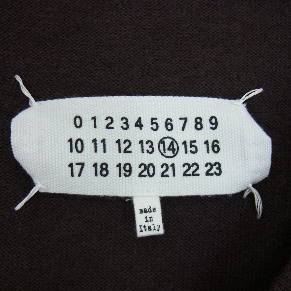 MAISON MARGIELA メゾンマルジェラ 13AW S50HA0471 14ライン コットン ウール Vネック エルボーパッチ ニット セーター ブラウン系 M【中古】