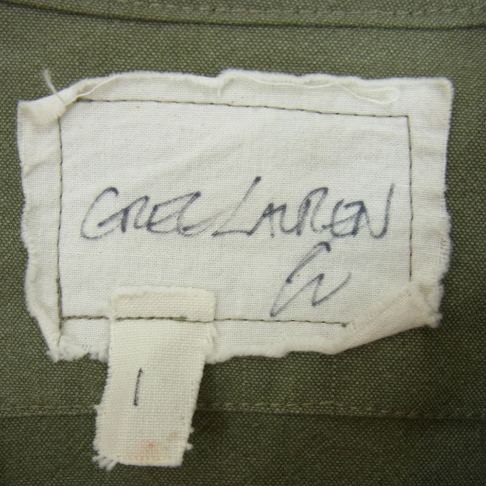 グレッグローレン The Tent Studio Shirt テント スタジオ スタンドカラー 長袖 シャツ カーキ系 1【中古】