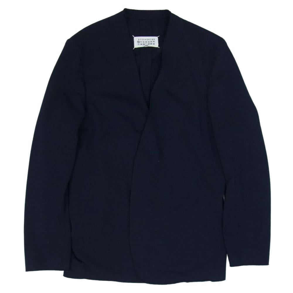 MAISON MARGIELA メゾンマルジェラ 18SS S50BN0336 10ライン カットオフ ノーカラー カラーレス ジャケット ネイビー系 44【中古】