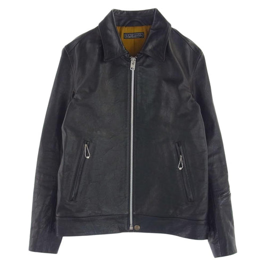 LOST CONTROL ロストコントロール LJ-01 ホースハイド シングル フルジップ レザー ジャケット ブラック系 2【中古】