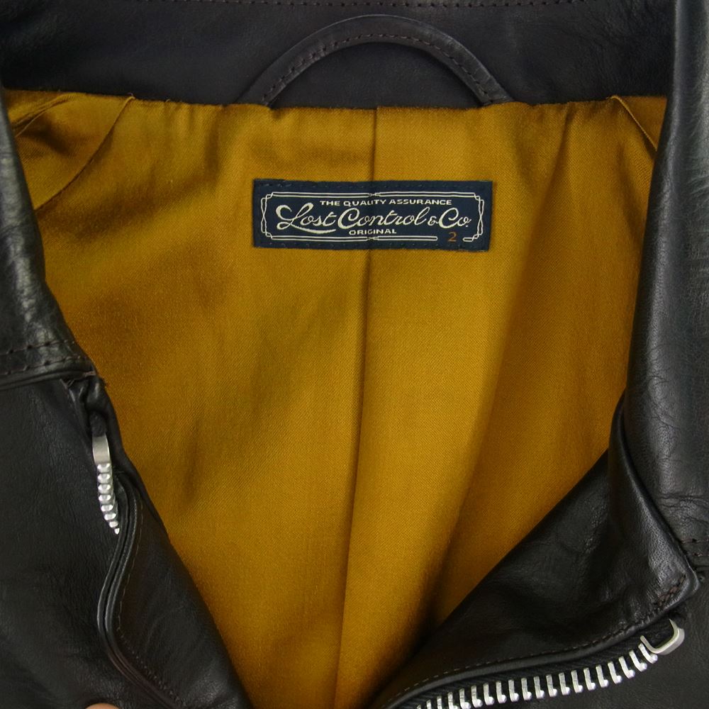LOST CONTROL ロストコントロール LJ-01 ホースハイド シングル フルジップ レザー ジャケット ブラック系 2【中古】