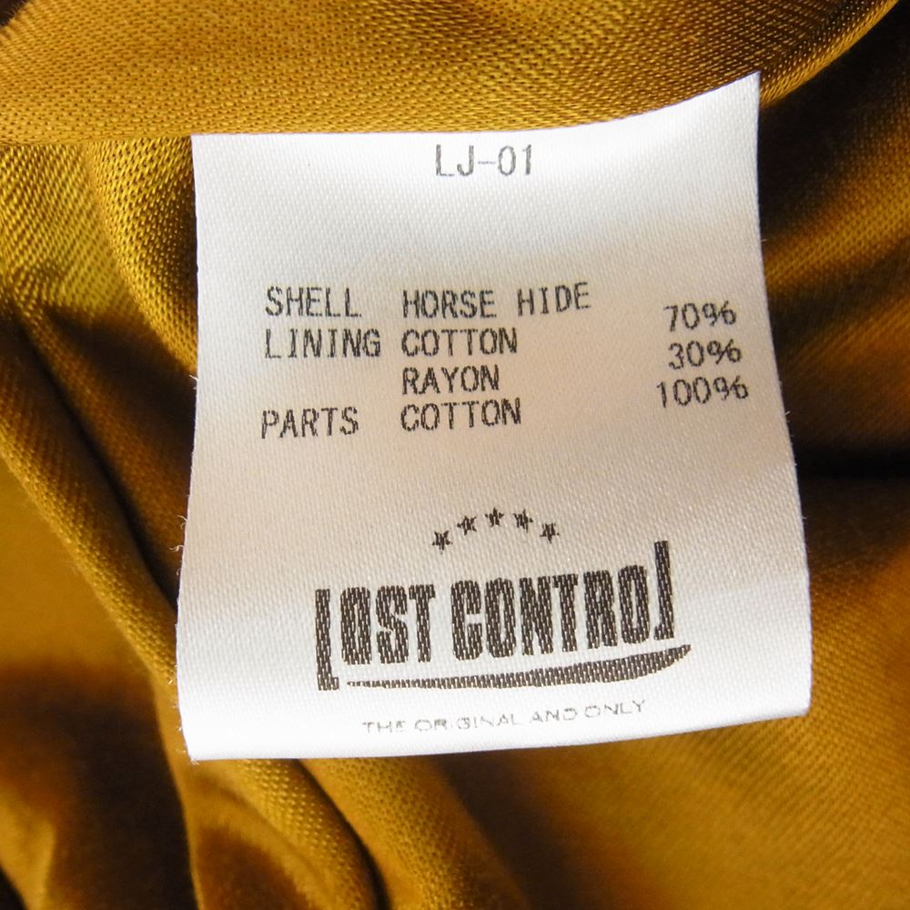 LOST CONTROL ロストコントロール LJ-01 ホースハイド シングル フルジップ レザー ジャケット ブラック系 2【中古】