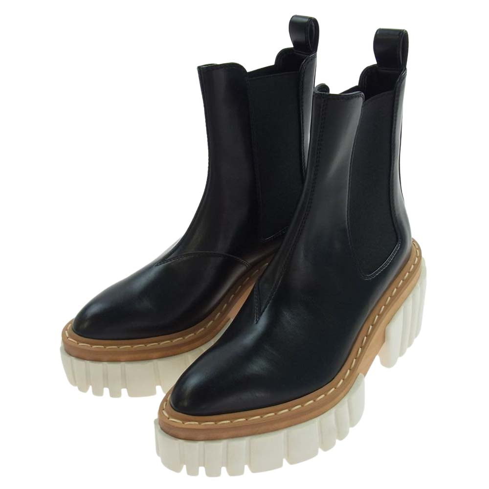 Stella McCartney ステラマッカートニー EMILIE エミリー サイドゴア レザー 厚底 ブーツ ブラック系 35【美品】【中古】