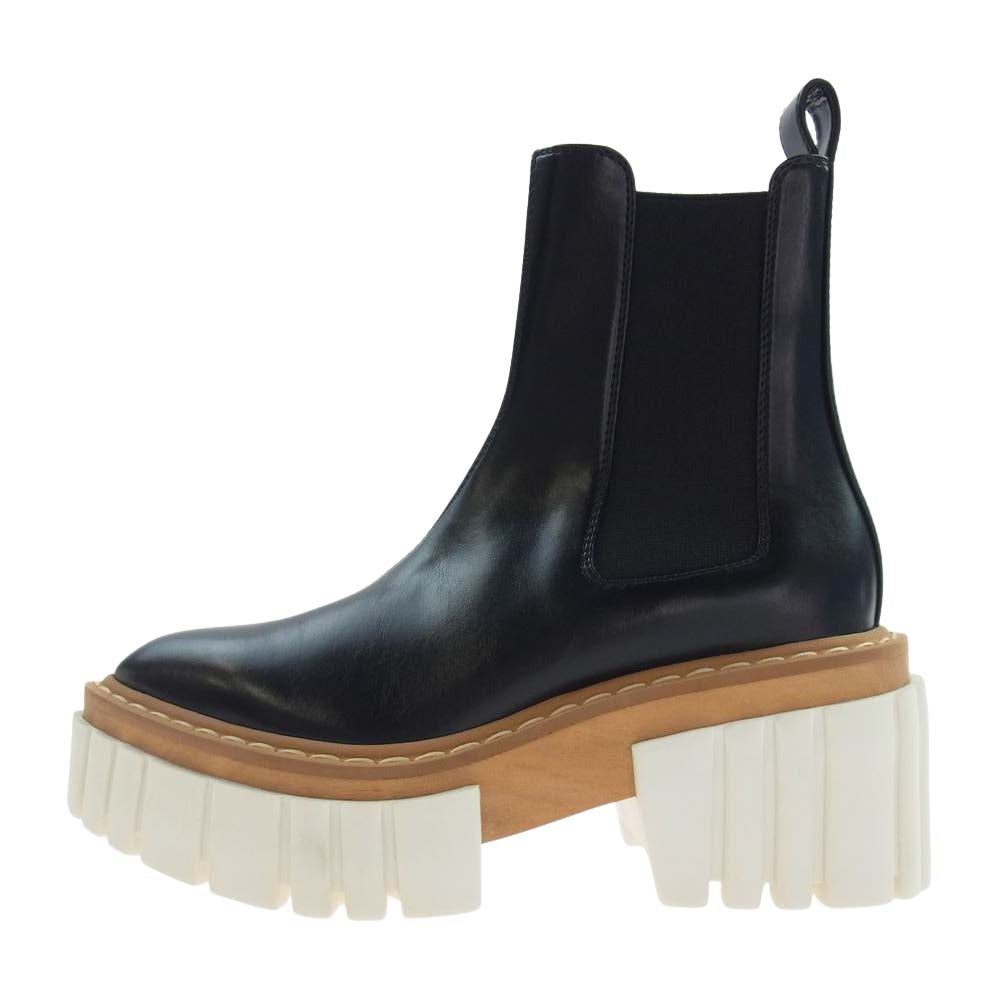 Stella McCartney ステラマッカートニー EMILIE エミリー サイドゴア レザー 厚底 ブーツ ブラック系 35【美品】【中古】