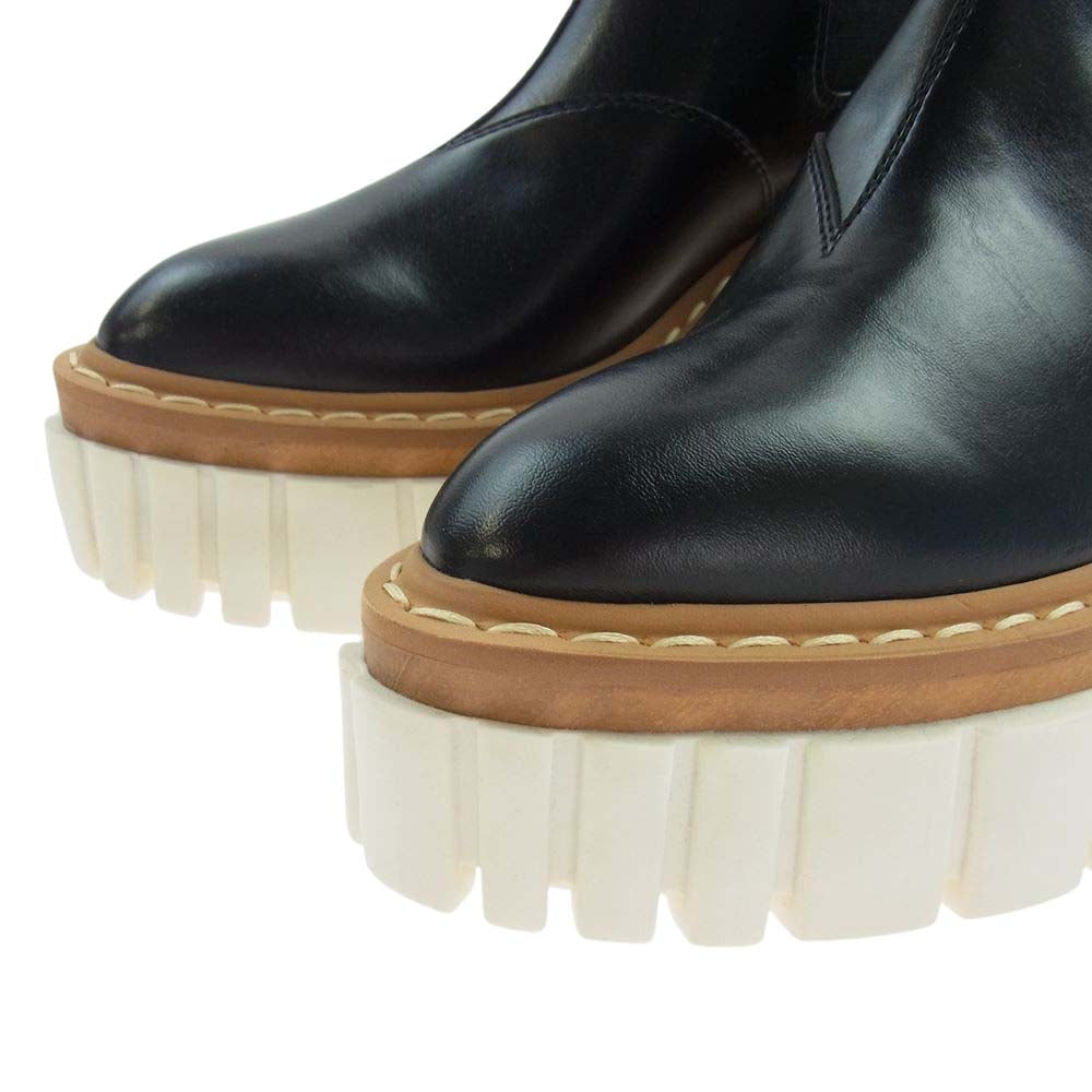 Stella McCartney ステラマッカートニー EMILIE エミリー サイドゴア レザー 厚底 ブーツ ブラック系 35【美品】【中古】