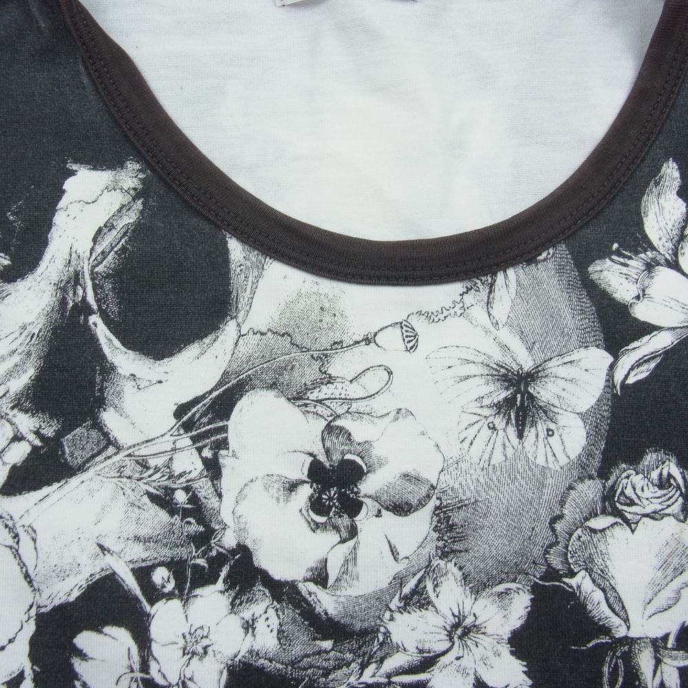 LAD MUSICIAN ラッドミュージシャン スカル フラワー バンダナ 半袖 Tシャツ ホワイト系 44【中古】