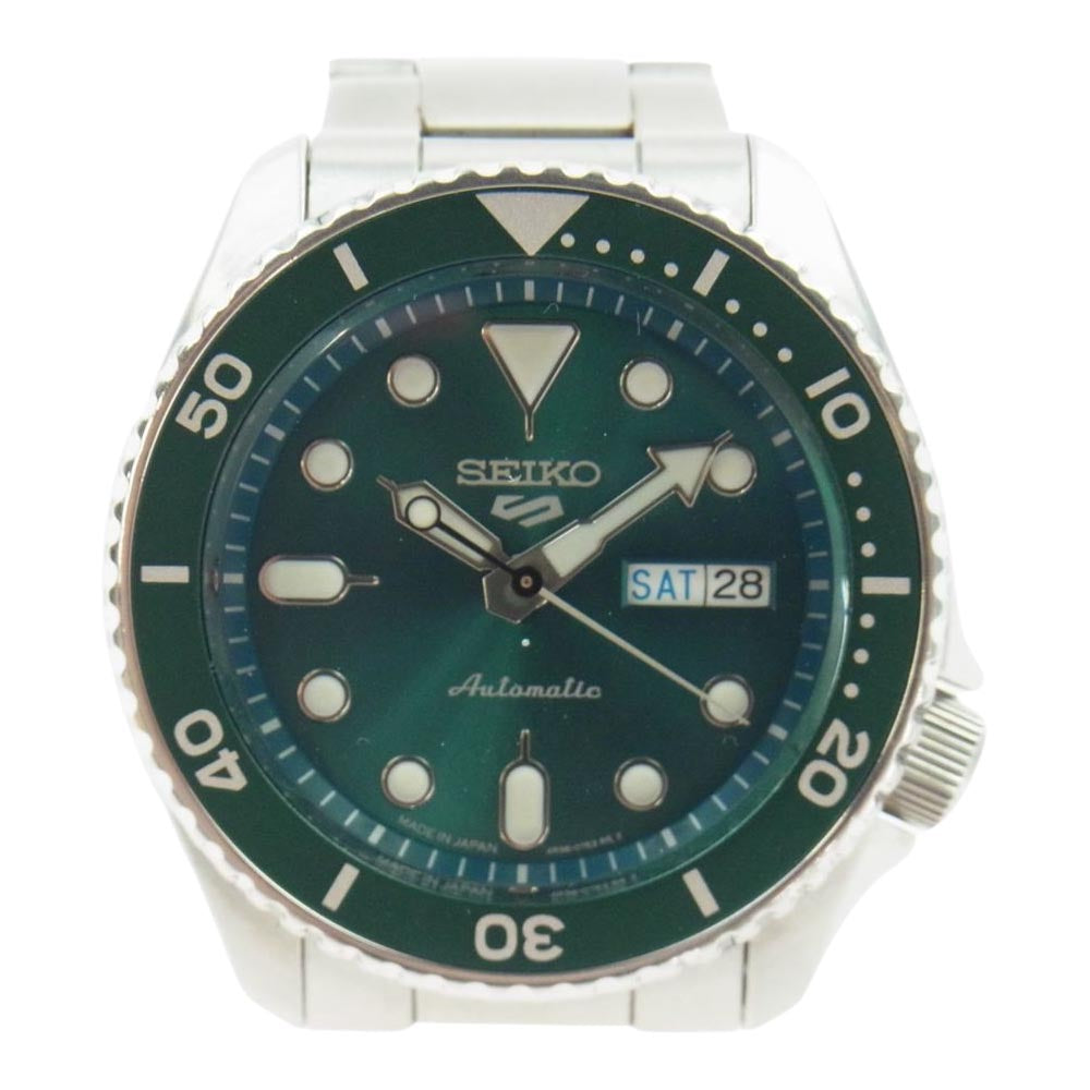 SEIKO セイコー 4R36-07G0 5スポーツ デイデイト 自動巻 腕時計 ウォッチ シルバー系 エメラルドグリーン系【中古】
