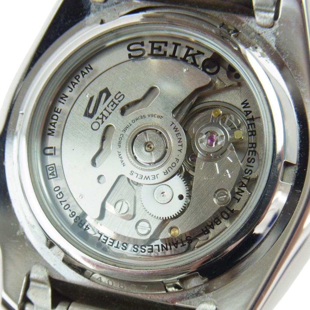 SEIKO セイコー 4R36-07G0 5スポーツ デイデイト 自動巻 腕時計 ウォッチ シルバー系 エメラルドグリーン系【中古】