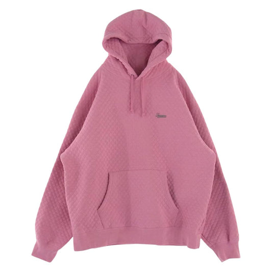 Supreme シュプリーム 23SS Micro Quilted Hooded Sweatshirt ミクロ キルティング フーデッド パーカー スウェット ピンク系 L【美品】【中古】