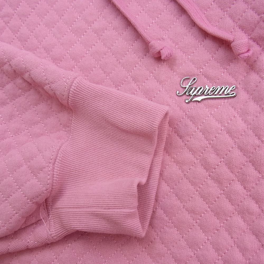 Supreme シュプリーム 23SS Micro Quilted Hooded Sweatshirt ミクロ キルティング フーデッド パーカー スウェット ピンク系 L【美品】【中古】