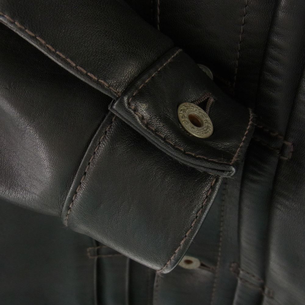 ワイツーレザー ホースハイド 月桂樹ボタン Gジャン 1stタイプ レザー ジャケット ブラック系 42【中古】