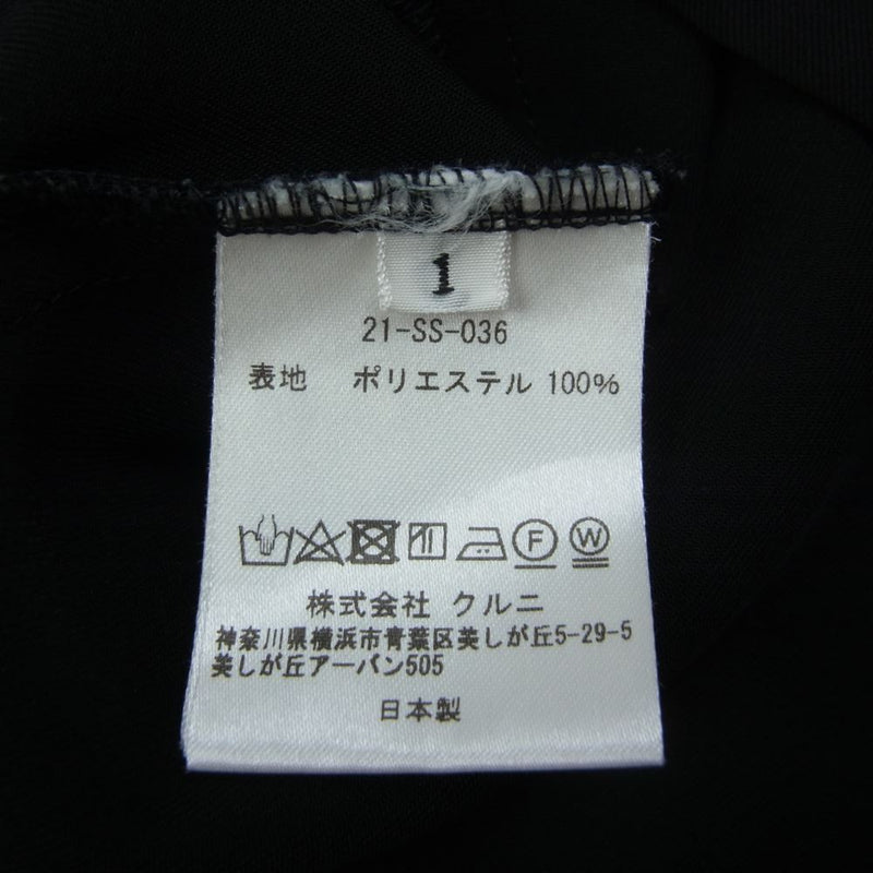 クルニ 21SS 21-SS-036 アシンメトリーラペル 半袖 シャツ ブラック系 1【中古】