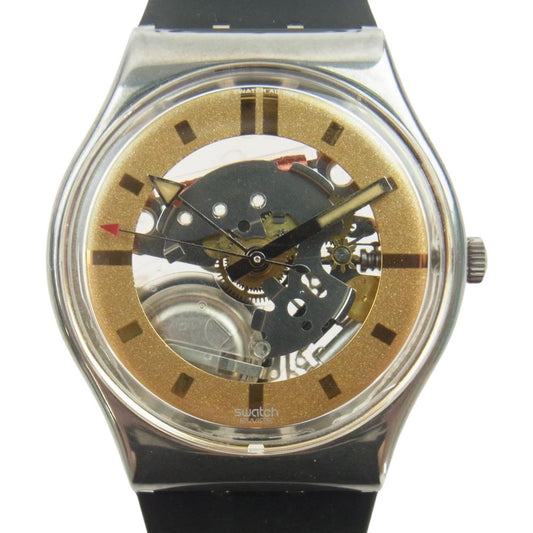 Swatch スウォッチ スケルトン ラバーバンド ウォッチ 腕時計 ブラック系【中古】