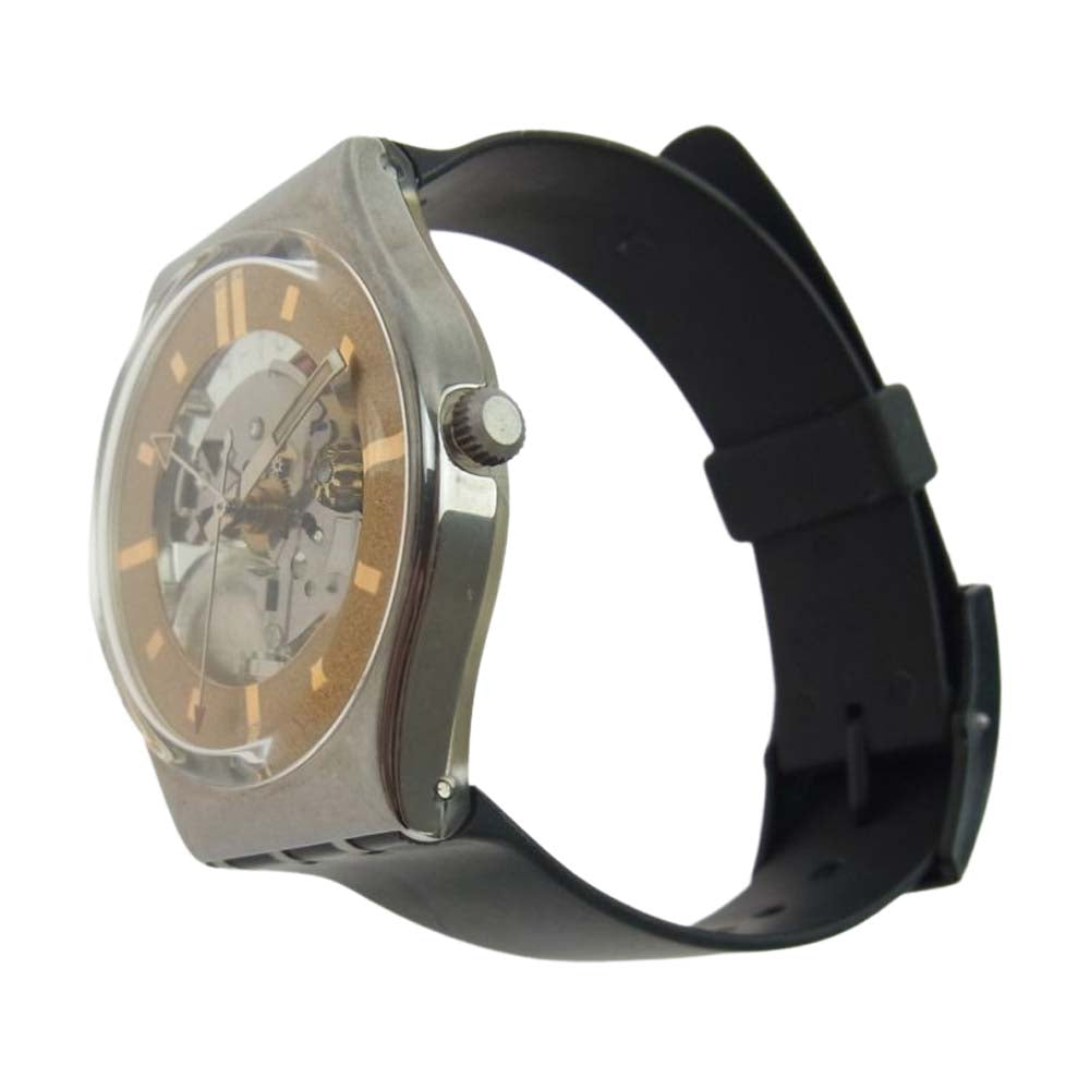 Swatch スウォッチ スケルトン ラバーバンド ウォッチ 腕時計 ブラック系【中古】