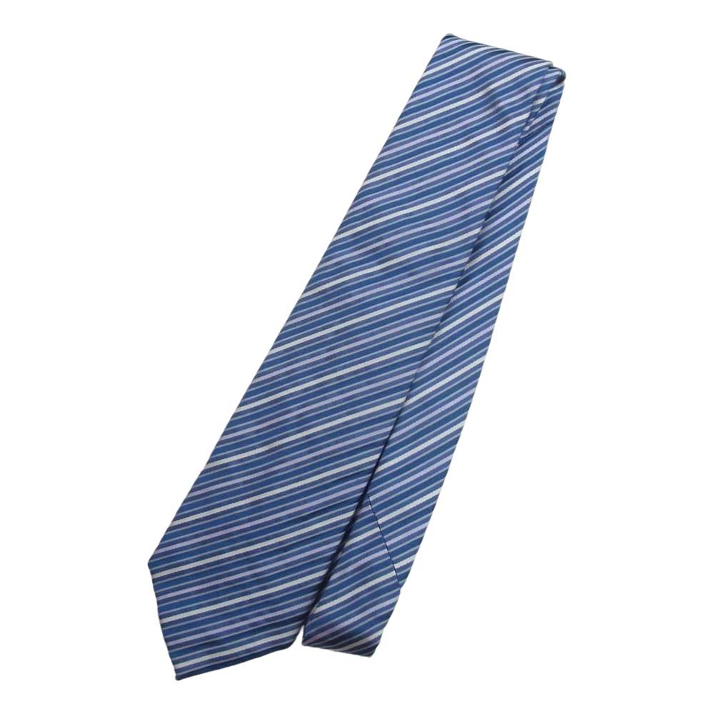 CELINE セリーヌ SILK シルク ストライプ ネクタイ ブルー系【中古】