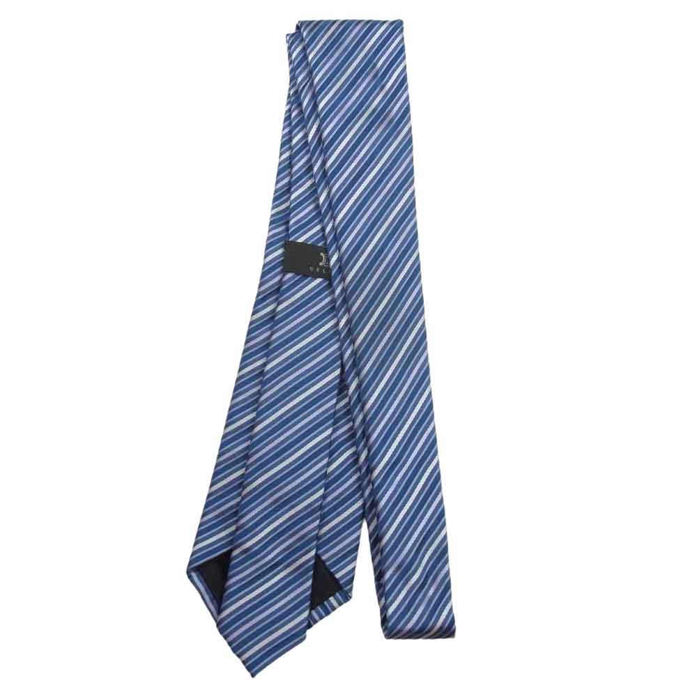CELINE セリーヌ SILK シルク ストライプ ネクタイ ブルー系【中古】