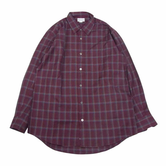 バーバリーズ 長袖 チェック シャツ エンジ系 L【中古】