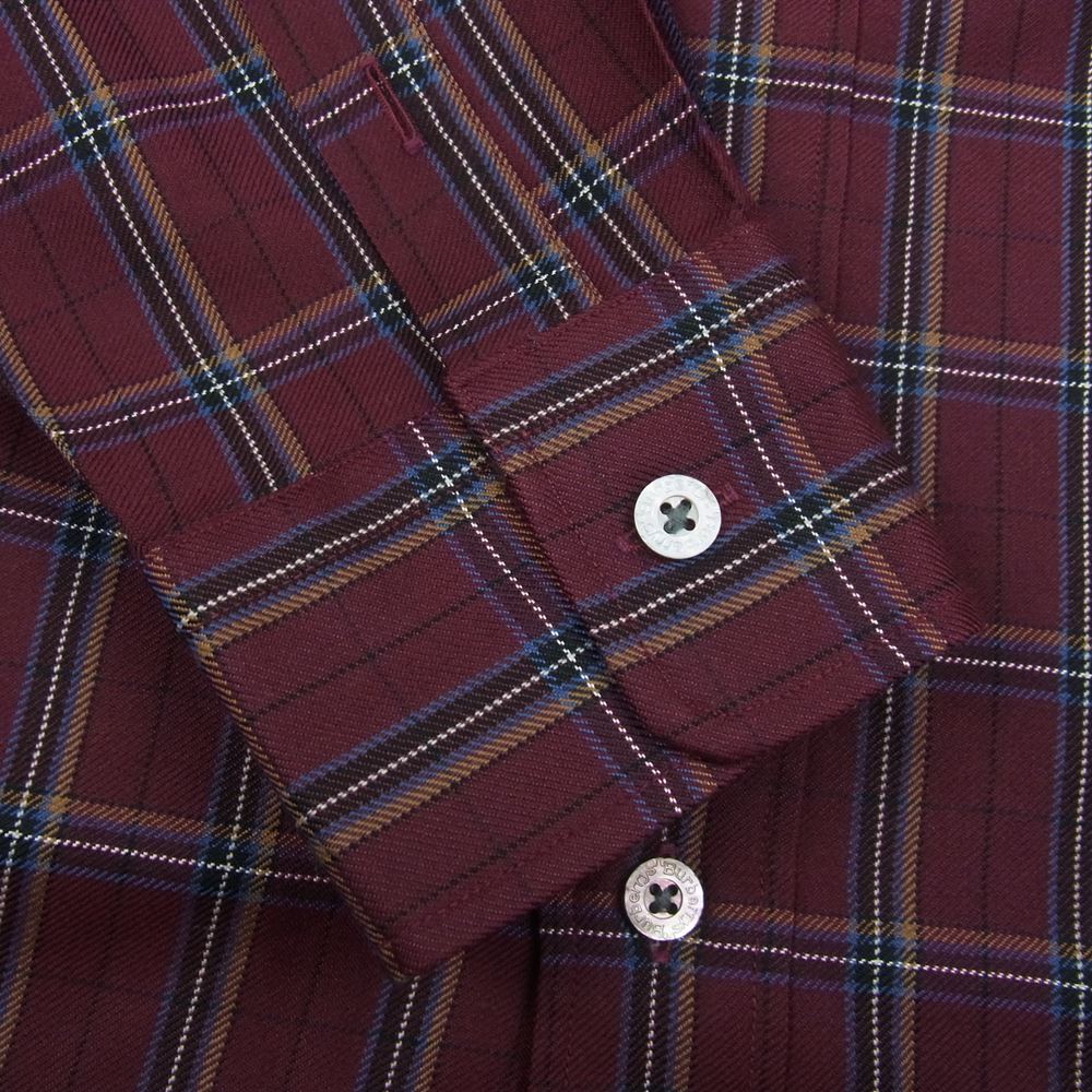 バーバリーズ 長袖 チェック シャツ エンジ系 L【中古】
