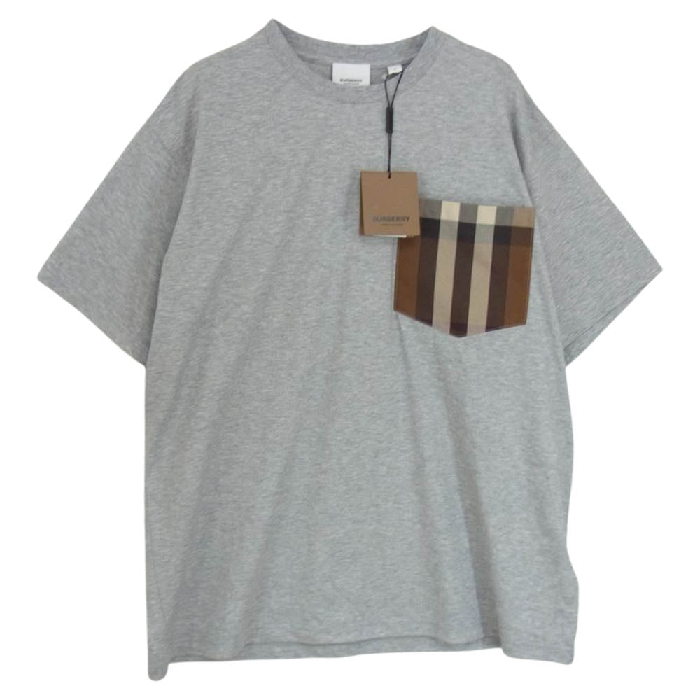 BURBERRY バーバリー 8048923 A2142 チェック ポケット 半袖 Tシャツ グレー系 M【新古品】【未使用】【中古】