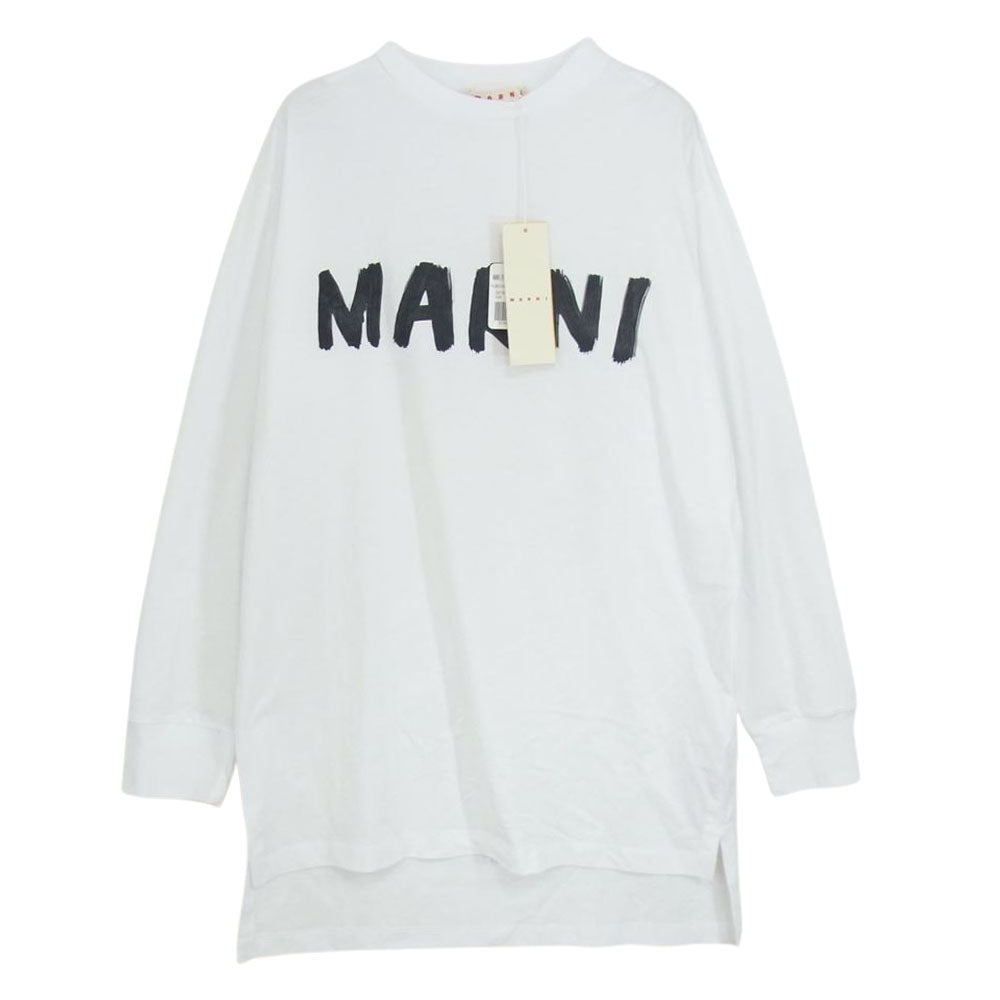 海外規格 MARNI マルニ logo ロゴ Tシャツ 46サイズ ネイビー - トップス