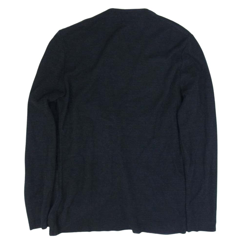 LARDINI ラルディーニ JXLJM83  ニット Vネック リネン コットン ハイゲージ メランジ ブートニエール カーディガン ブラック系 S【新古品】【未使用】【中古】