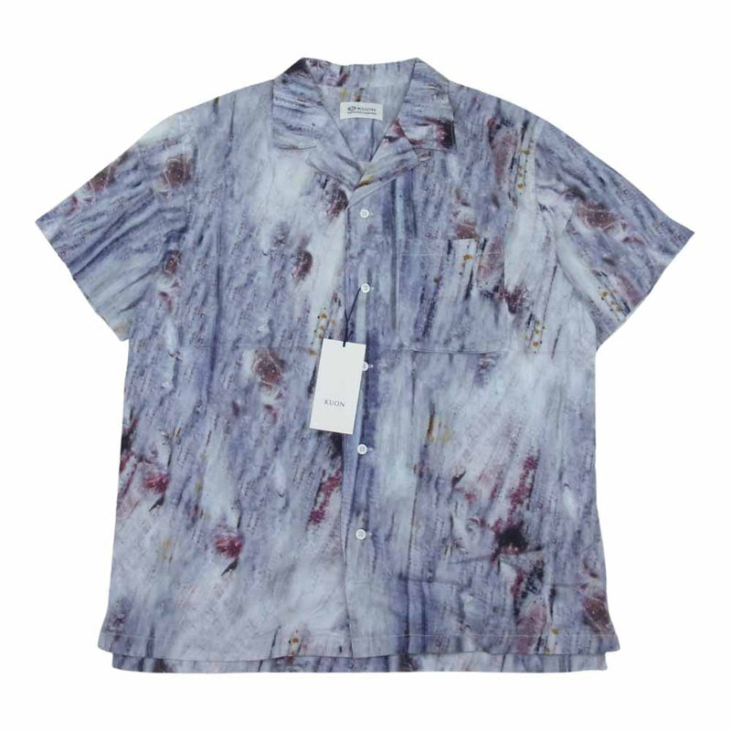 クオン 113SH021000 Camp Collar Cotton Shirt キャンプカラー コットン 半袖 シャツ パープル パープル系 S【新古品】【未使用】【中古】
