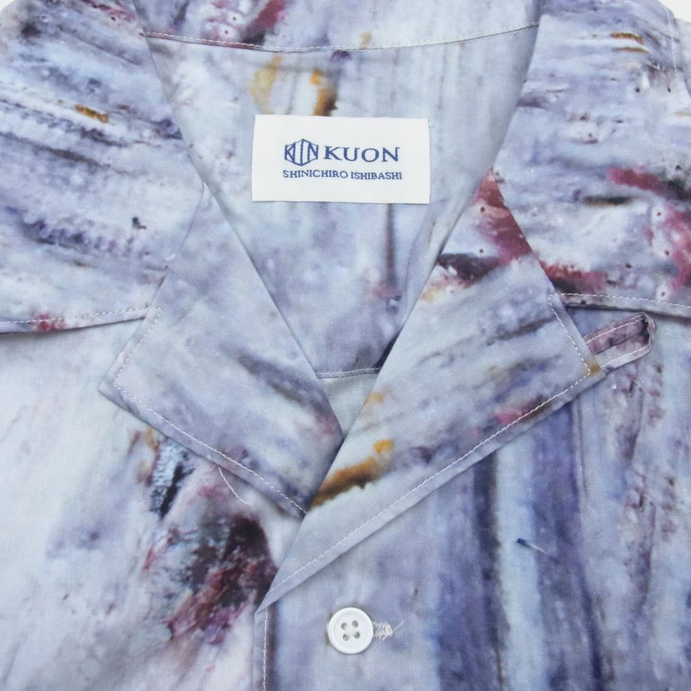 クオン 113SH021000 Camp Collar Cotton Shirt キャンプカラー コットン 半袖 シャツ パープル パープル系 S【新古品】【未使用】【中古】