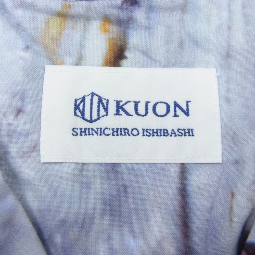 クオン 113SH021000 Camp Collar Cotton Shirt キャンプカラー コットン 半袖 シャツ パープル パープル系 S【新古品】【未使用】【中古】