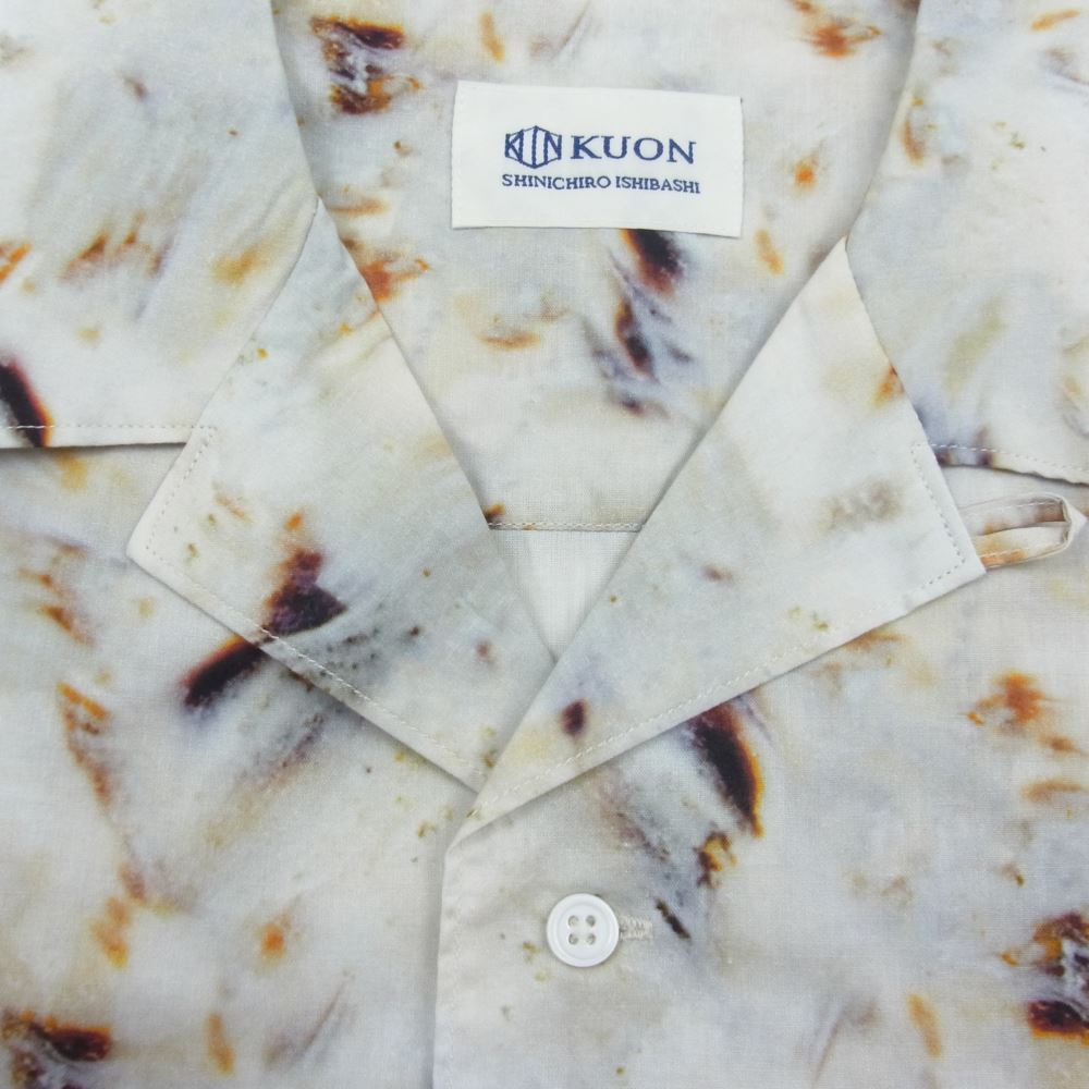 クオン 113SH021000 Camp Collar Cotton Shirt キャンプカラー コットン 半袖 シャツ アイボリー アイボリー系 M【新古品】【未使用】【中古】