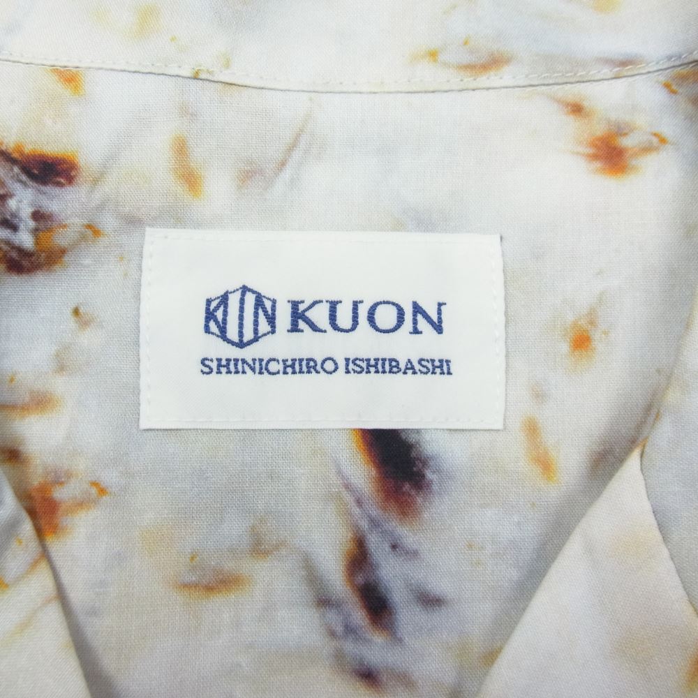 クオン 113SH021000 Camp Collar Cotton Shirt キャンプカラー コットン 半袖 シャツ アイボリー アイボリー系 M【新古品】【未使用】【中古】