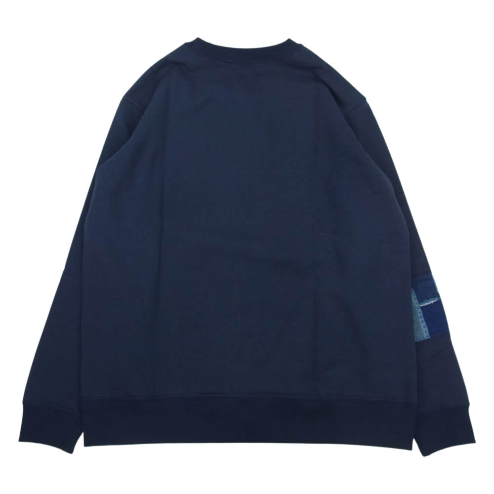 クオン 112CS032101  BORO Banded Arm Sleeve Sweatshirt 襤褸 ボロ バンデッド パッチワーク スリーブ スウェット ネイビー系 S【新古品】【未使用】【中古】