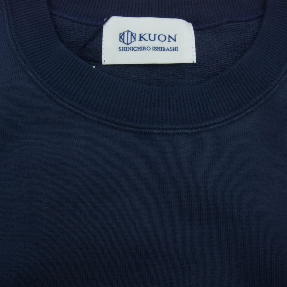 クオン 112CS032101  BORO Banded Arm Sleeve Sweatshirt 襤褸 ボロ バンデッド パッチワーク スリーブ スウェット ネイビー系 S【新古品】【未使用】【中古】