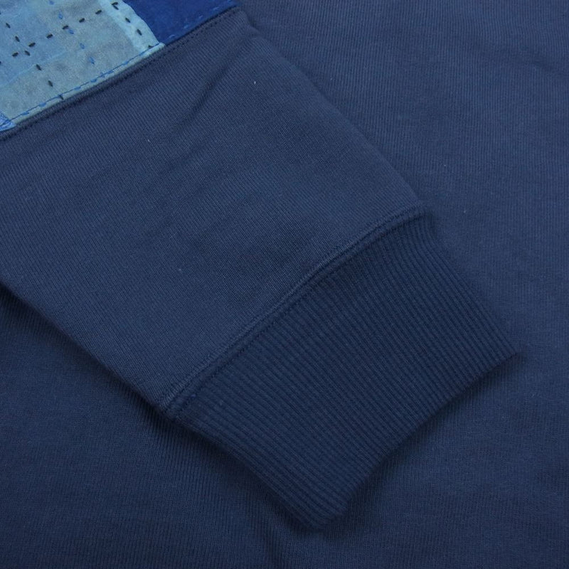 クオン 112CS032101  BORO Banded Arm Sleeve Sweatshirt 襤褸 ボロ バンデッド パッチワーク スリーブ スウェット ネイビー系 S【新古品】【未使用】【中古】