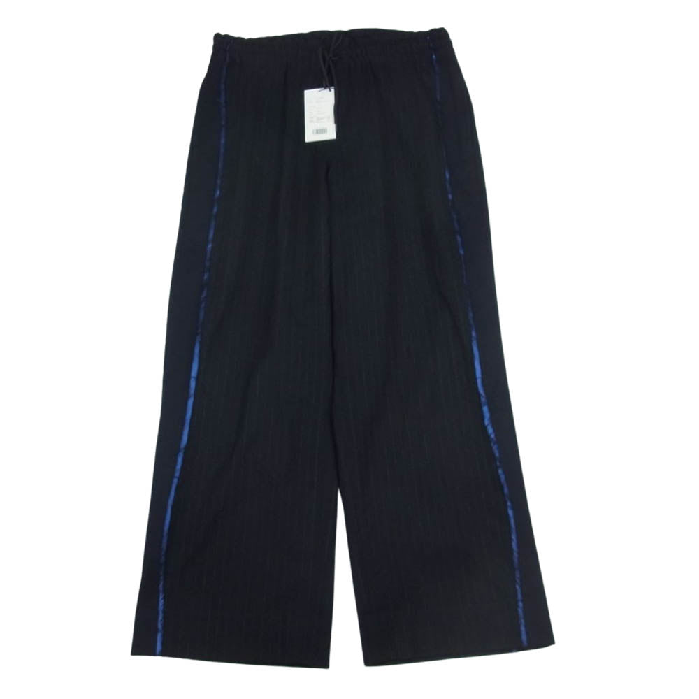 クオン 142PT020605 KINTSUGI Drawstring Trousers 金継ぎ 切替 サイドライン ドローストリング ストライプ スラックス パンツ トラウザー ダークネイビー系 L【新古品】【未使用】【中古】
