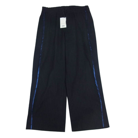 クオン 142PT020605 KINTSUGI Drawstring Trousers 金継ぎ 切替 サイドライン ドローストリング ストライプ スラックス パンツ トラウザー ダークネイビー系 L【新古品】【未使用】【中古】