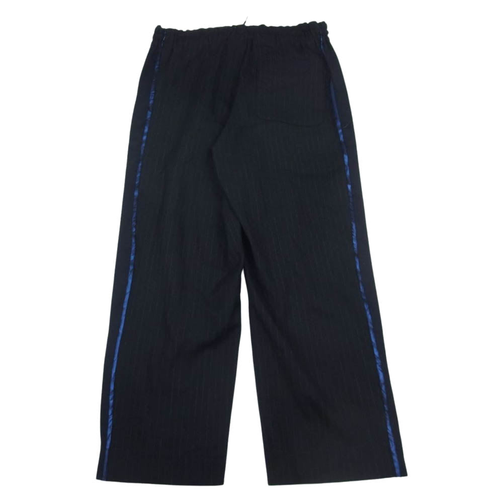 クオン 142PT020605 KINTSUGI Drawstring Trousers 金継ぎ 切替 サイドライン ドローストリング ストライプ スラックス パンツ トラウザー ダークネイビー系 L【新古品】【未使用】【中古】