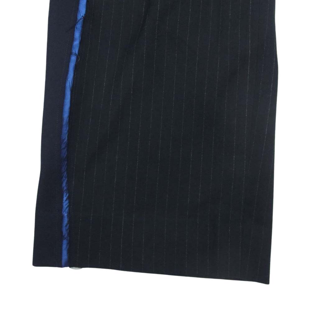 クオン 142PT020605 KINTSUGI Drawstring Trousers 金継ぎ 切替 サイドライン ドローストリング ストライプ スラックス パンツ トラウザー ダークネイビー系 L【新古品】【未使用】【中古】