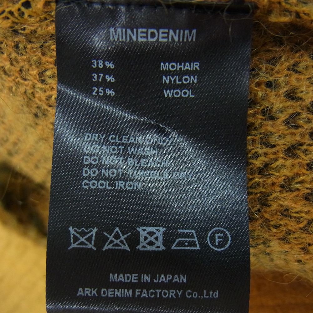 MINEDENIM マインデニム 22AW 2210-6002 Kid Mohair Argyle Washed Knit Long Cardigan キッドモヘア アーガイルニットカーディガン イエロー イエロー系 2【新古品】【未使用】【中古】