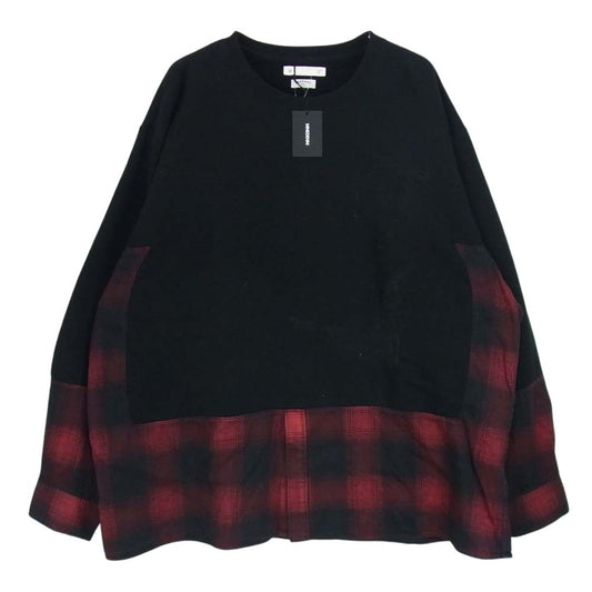 MINEDENIM マインデニム 21AW MND-21AW0P003-17-022 × OLD PARK オールドパーク Denim Shirt Crew neck デニムチェックシャツ切替 クルーネック スウェット 2【新古品】【未使用】【中古】