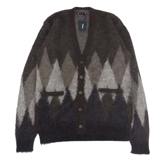 MINEDENIM マインデニム 22AW 2210-6002 Kid Mohair Argyle Washed Knit Long Cardigan キッドモヘア アーガイルニットカーディガン ブラウン ブラウン系 2【新古品】【未使用】【中古】