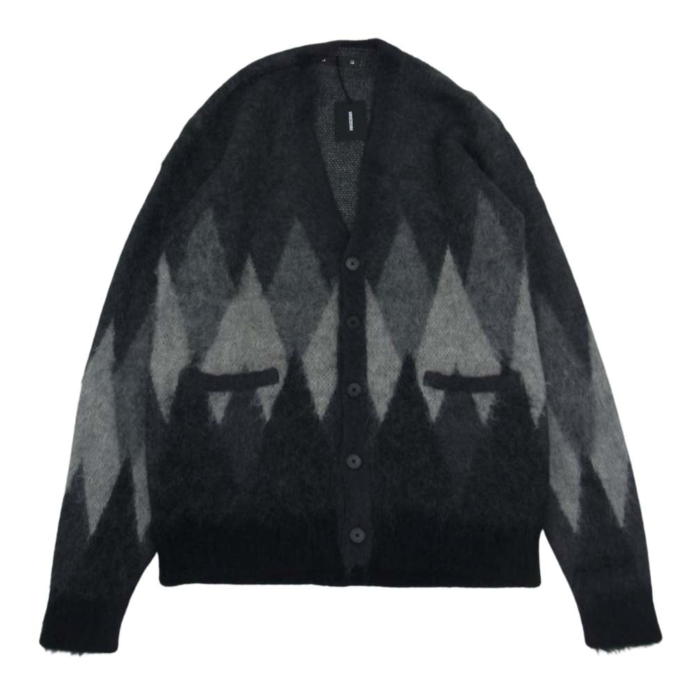 MINEDENIM マインデニム 22AW 2210-6002 Kid Mohair Argyle Washed Knit Long Cardigan キッドモヘア アーガイルニットカーディガン グレー ブラック系 2【新古品】【未使用】【中古】
