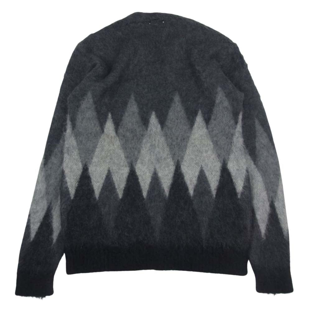 MINEDENIM マインデニム 22AW 2210-6002 Kid Mohair Argyle Washed Knit Long Cardigan キッドモヘア アーガイルニットカーディガン グレー ブラック系 2【新古品】【未使用】【中古】