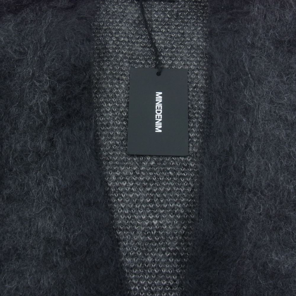 MINEDENIM マインデニム 22AW 2210-6002 Kid Mohair Argyle Washed Knit Long Cardigan キッドモヘア アーガイルニットカーディガン グレー ブラック系 2【新古品】【未使用】【中古】