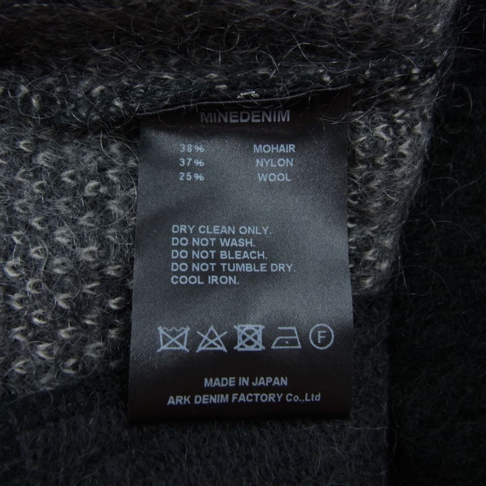 MINEDENIM マインデニム 22AW 2210-6002 Kid Mohair Argyle Washed Knit Long Cardigan キッドモヘア アーガイルニットカーディガン グレー ブラック系 2【新古品】【未使用】【中古】