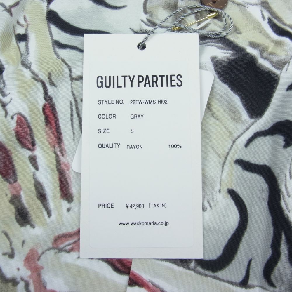 WACKO MARIA ワコマリア 22AW 22FW-WMS-HI02 × TIM LEHI ティムリーハイ HAWAIIAN SHIRT L/S ハワイアン シャツ 長袖 グレー系 S【新古品】【未使用】【中古】