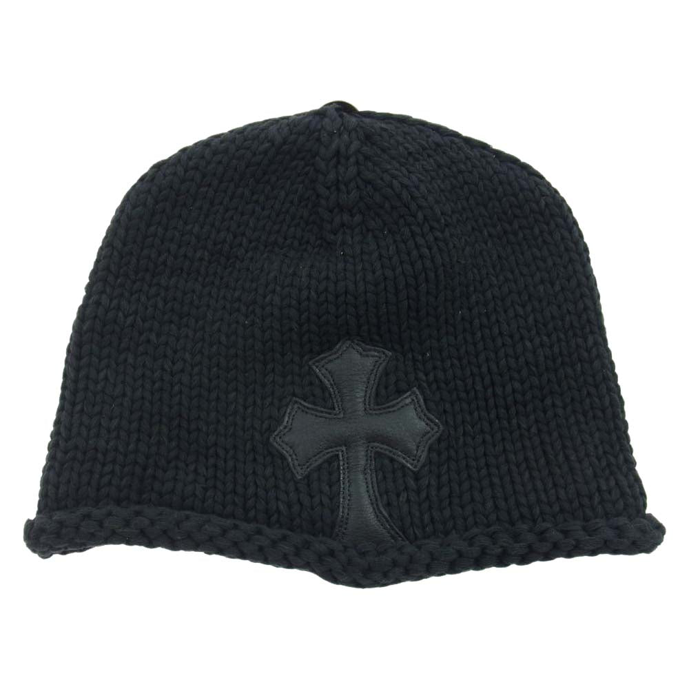 CHROME HEARTS クロムハーツ（原本無） クロスパッチ ビーニー ニットキャップ ニット帽 ブラック系【中古】
